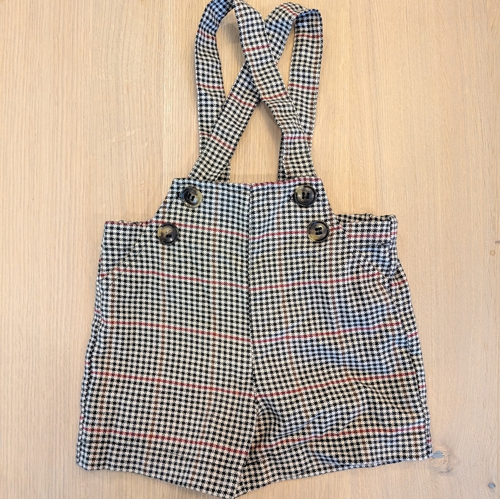 Belati Plaid Suspender Shorts